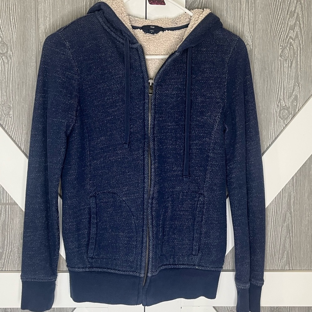 107. GAP Cream Sherpa Fleece Jacket Small
